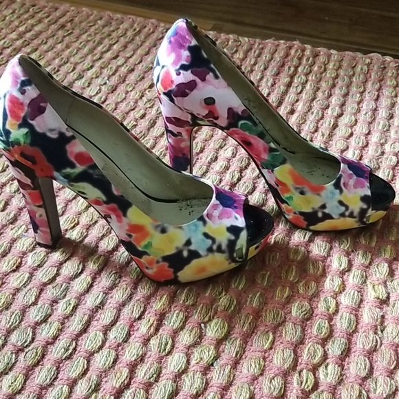 floral heels open toe